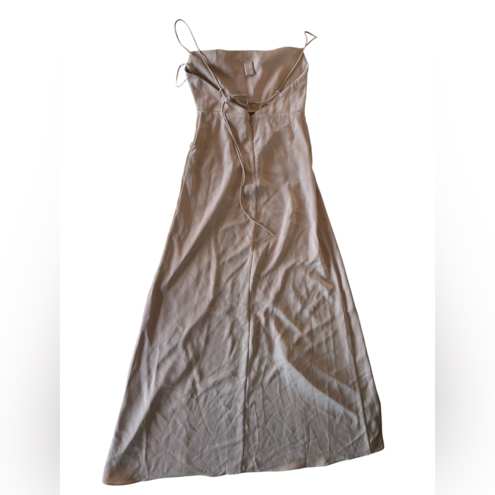 BHLDN Anthropologie Remy Cowl Neck Faux Wrap Satin Gown Blush Rose - Picture 5 of 8
